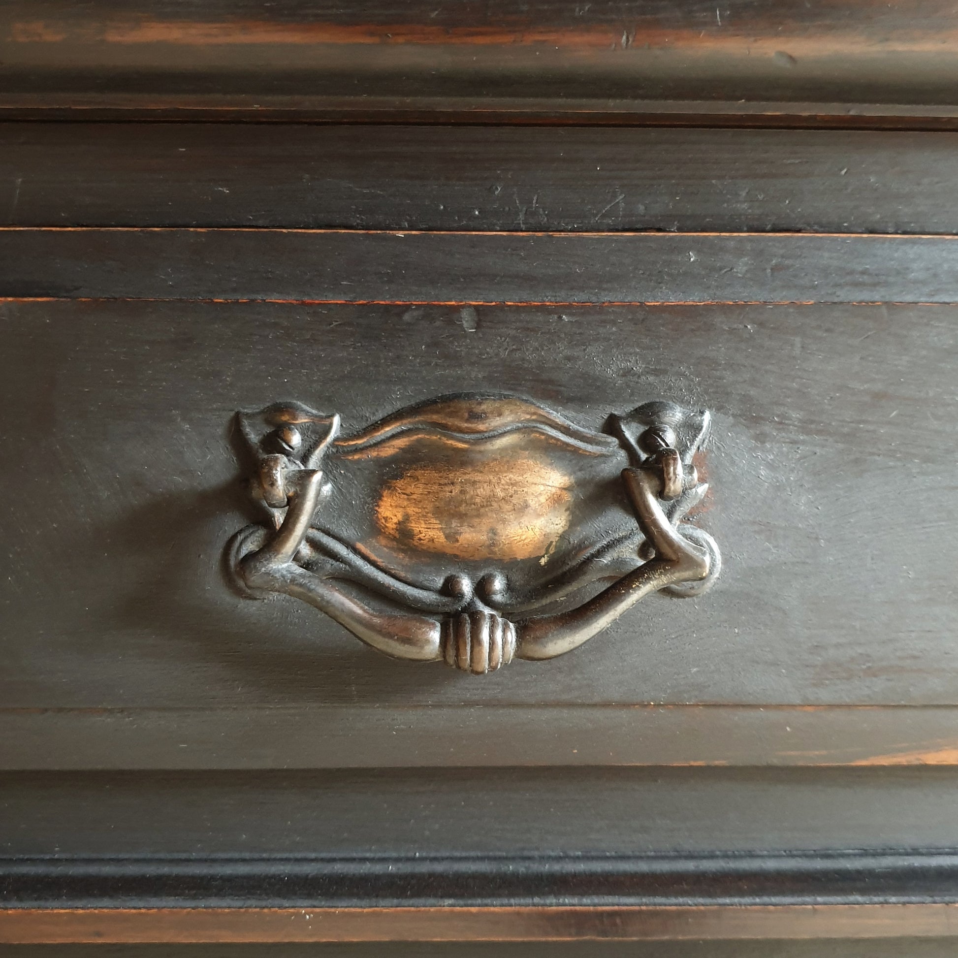 Edwardian Mahogany carved Sideboard with black ombre paint effect.