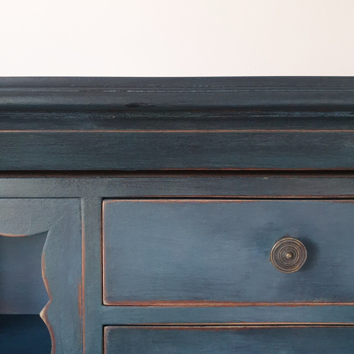 Hand painted Carved Bureau Sideboard with Faded Palm Decoupage. 