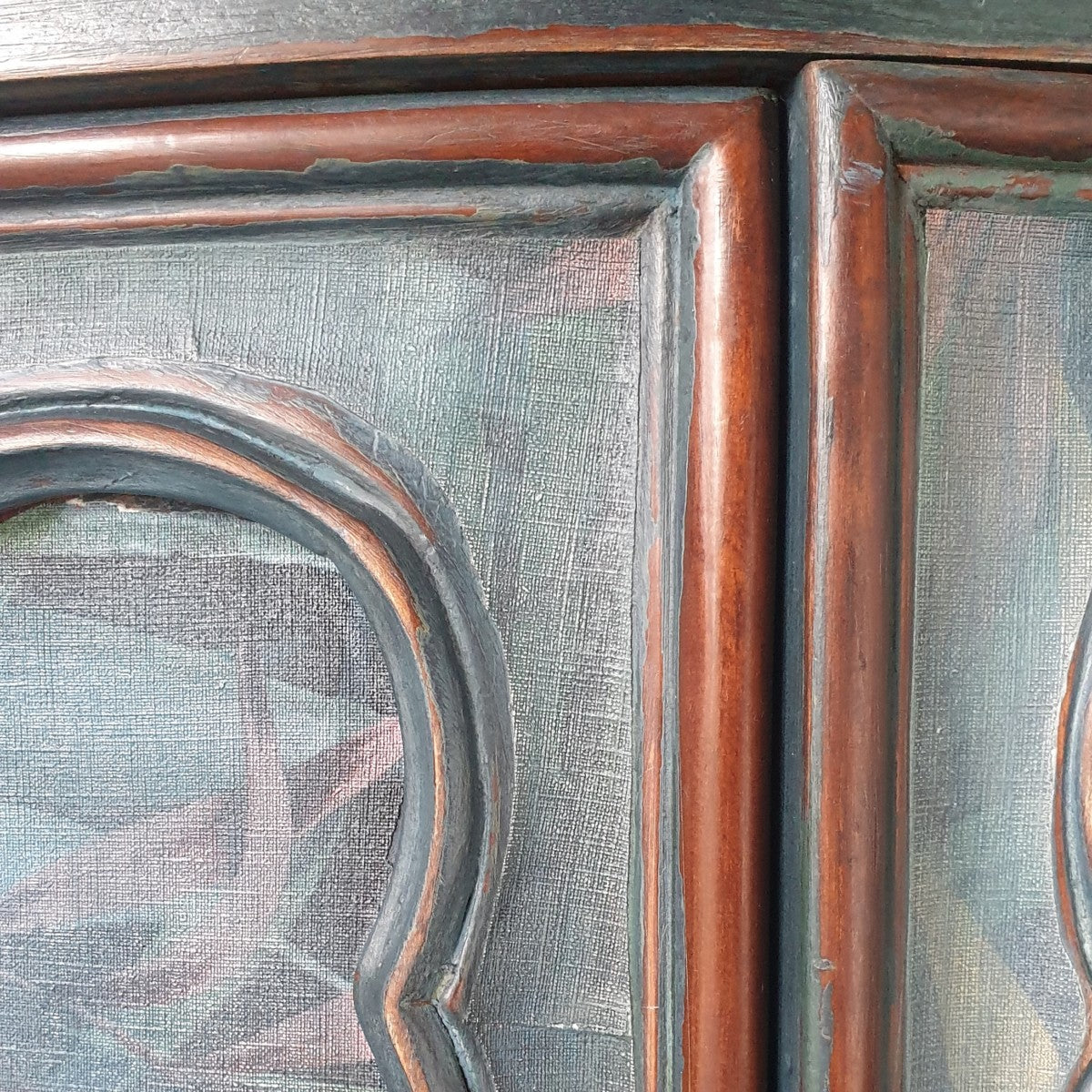 Hand painted Carved Bureau Sideboard with Faded Palm Decoupage. 