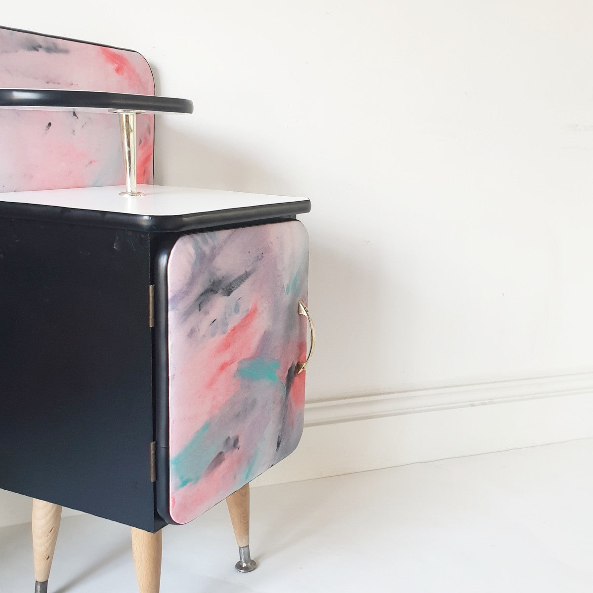 BRUSHED ABSTRACT ART BEDSIDE CABINETS