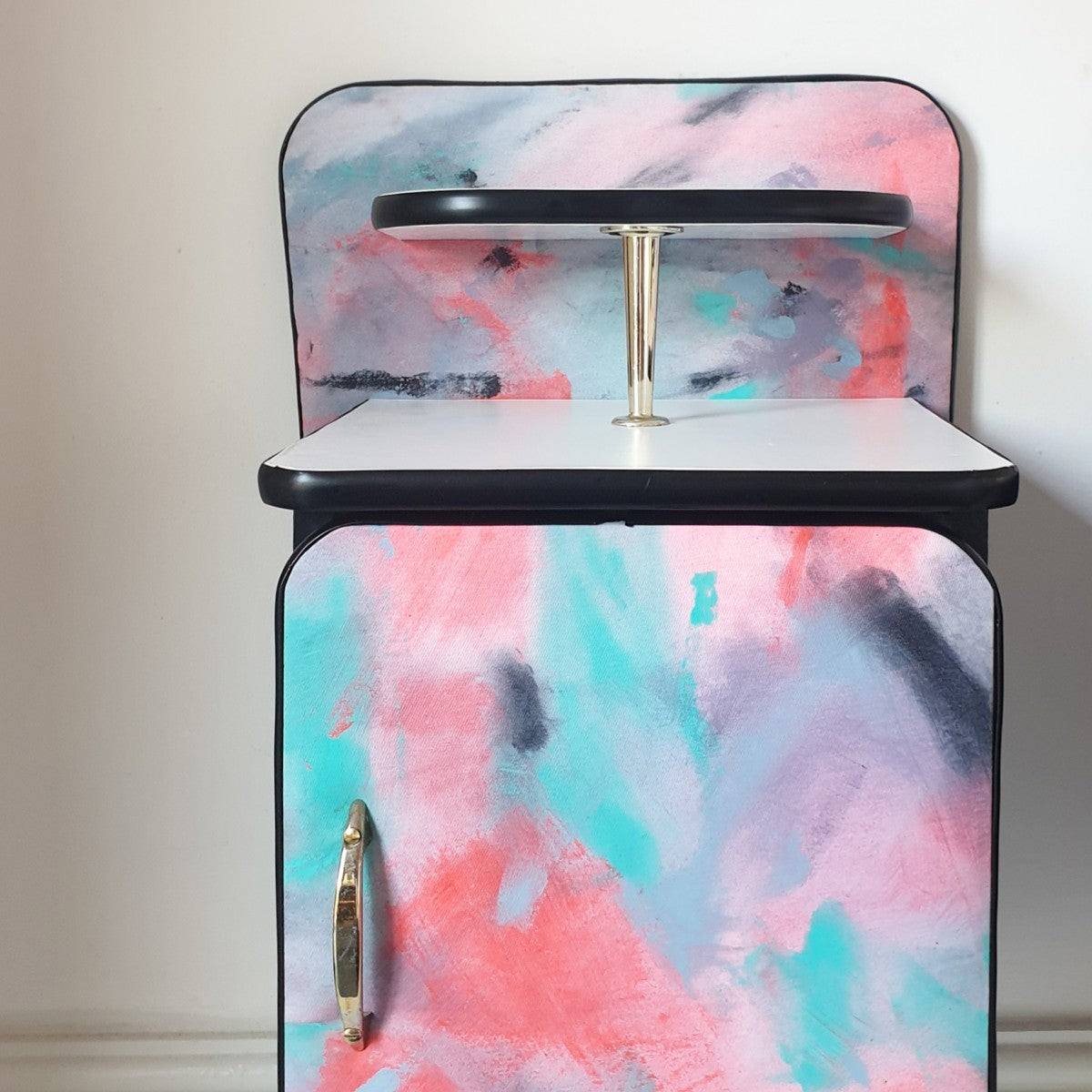 BRUSHED ABSTRACT ART BEDSIDE CABINETS