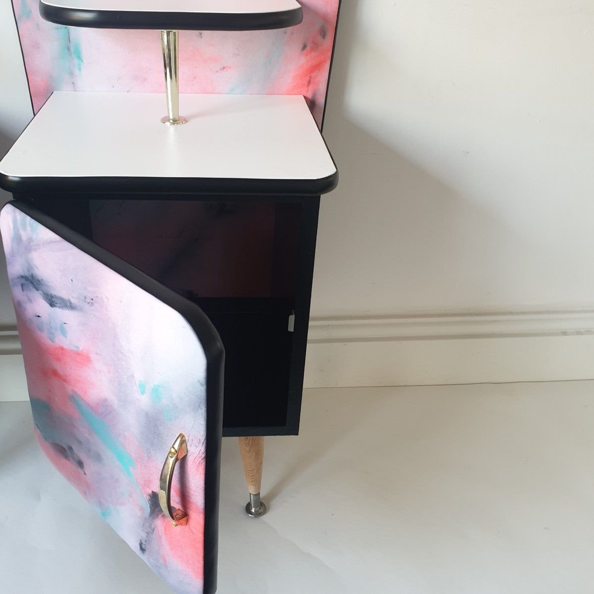 BRUSHED ABSTRACT ART BEDSIDE CABINETS