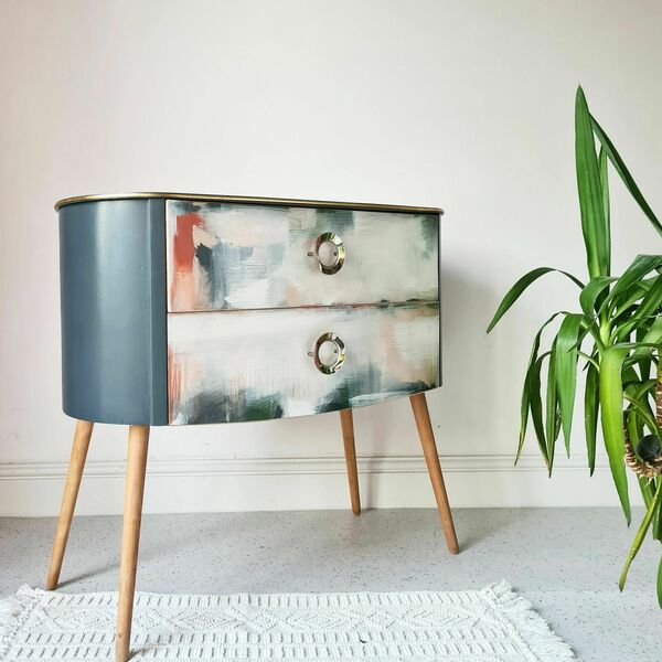 Vinterior X Farrow & Ball Mid Century Abstract Chest Of Drawers