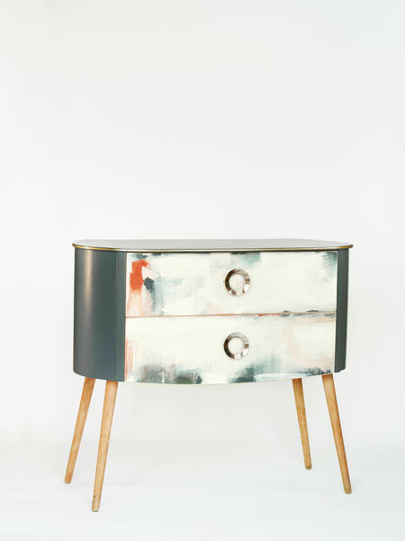 Vinterior X Farrow & Ball Mid Century Abstract Chest Of Drawers